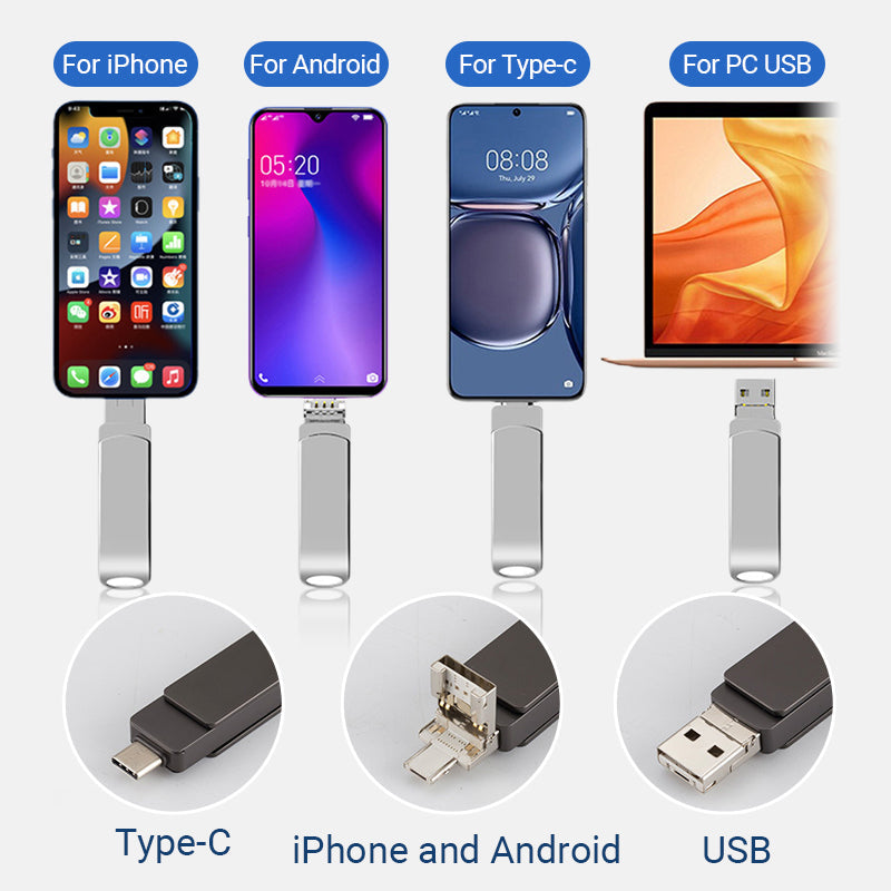 VersaLink 4-i-1 USB 3.0 ekstern lagringsenhed til mobil og tablet, universel filoverførsel.