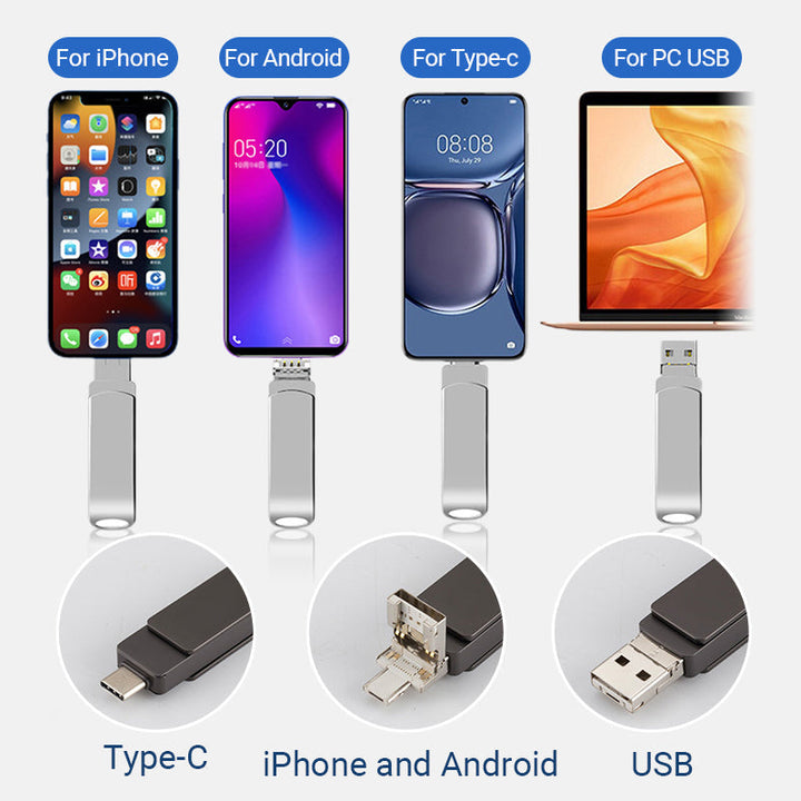 VersaLink 4-i-1 USB 3.0 ekstern lagringsenhed til mobil og tablet, universel filoverførsel.