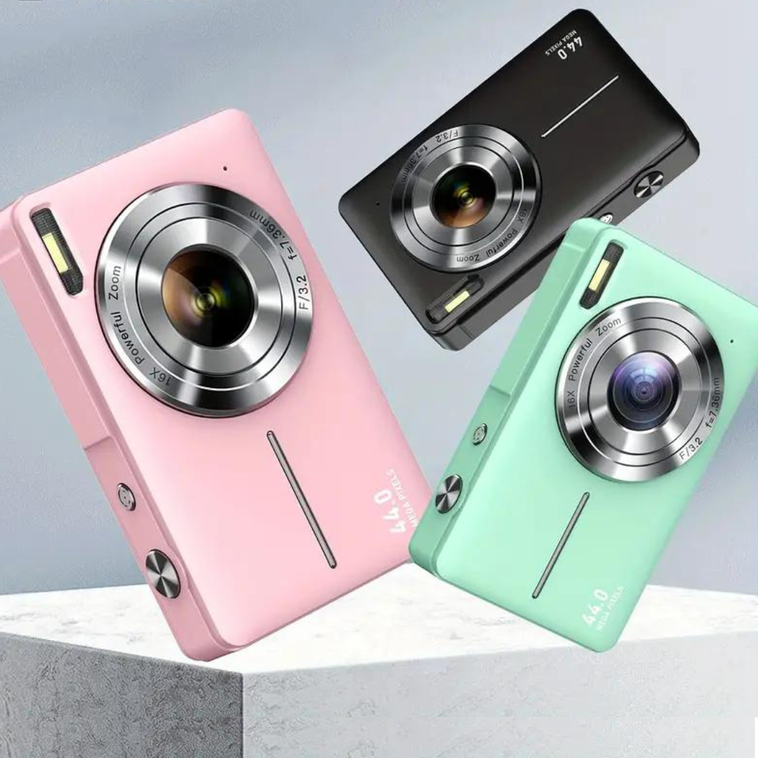 Let og bærbart retro fotokamera, ideelt til hverdagsfotos og rejser. Optager i 1080p.