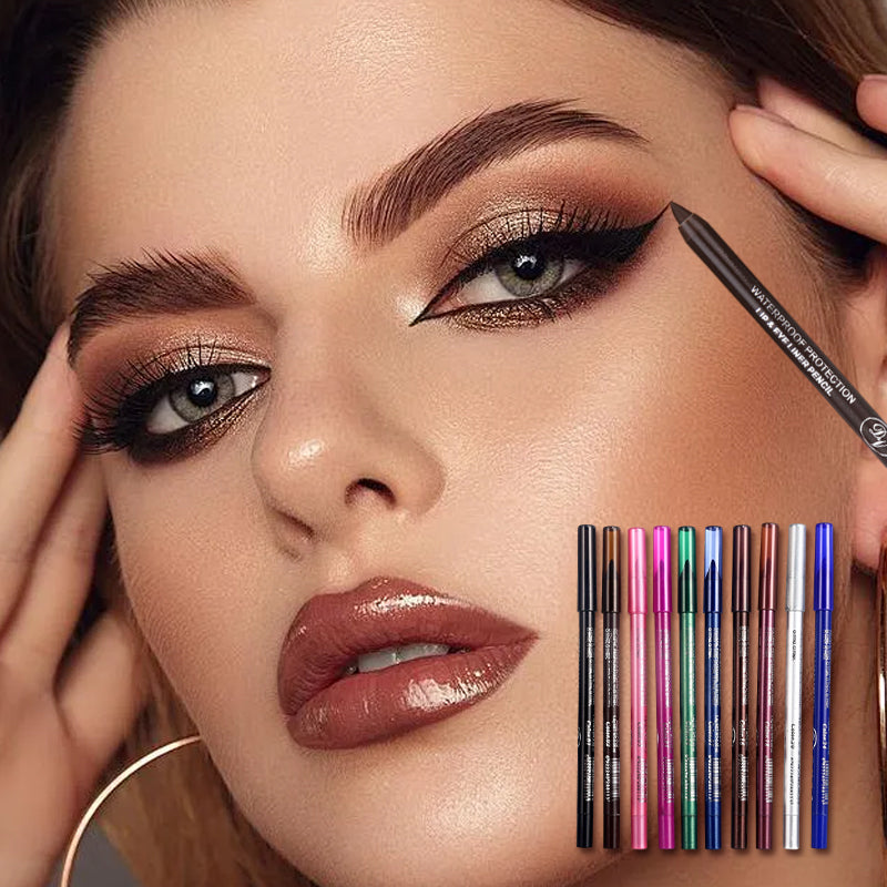 VividMuse gel eyeliner sæt med 10 vandfaste farver. Perfekt til udtryksfuld øjenmakeup og langtidsholdbar skønhed.
