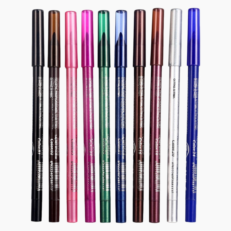 Essentials for kvindemakeup: VividMuse gel eyeliner sæt. 10 farver til alsidig og professionel øjenmakeup.