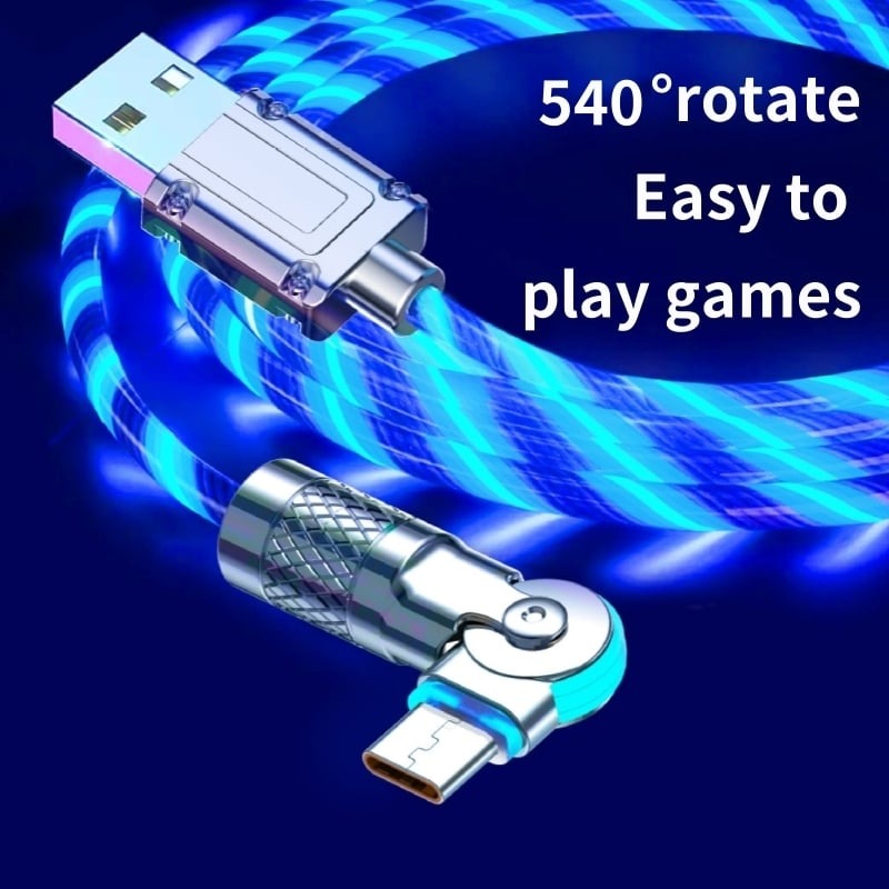 VoltFlex Lightning magnetisk kabel. LED lys, 540° rotation & hurtig dataoverførsel.