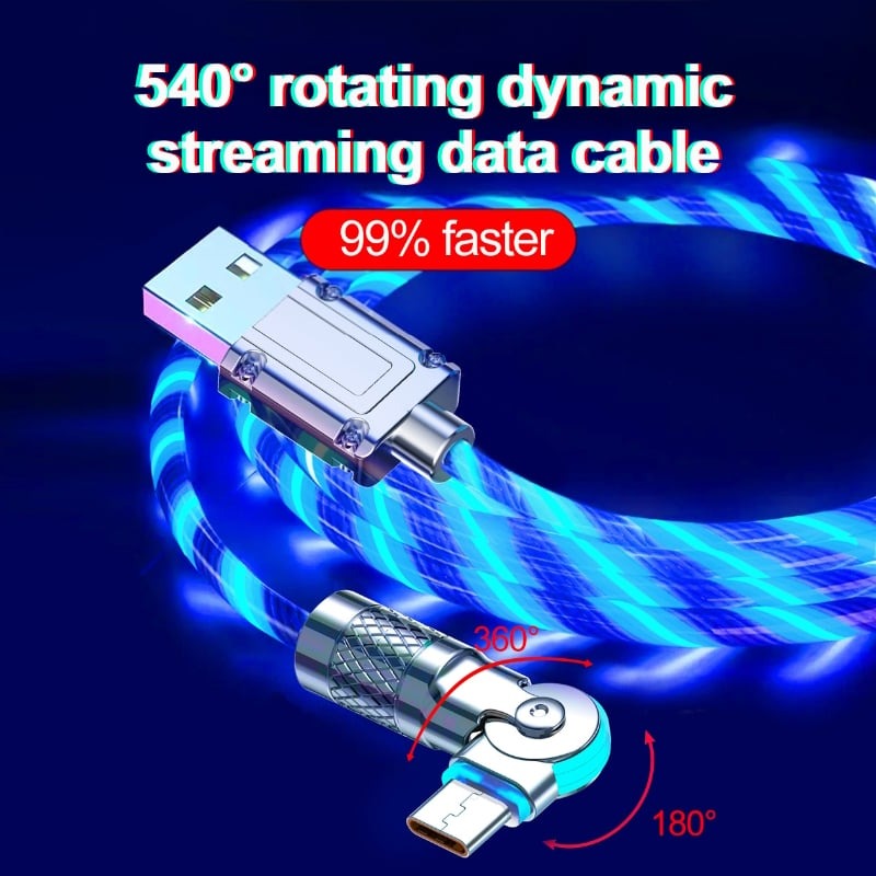 Smart magnetisk opladerkabel. 540° roterbar, LED lys. Essentielt mobil tilbehør.