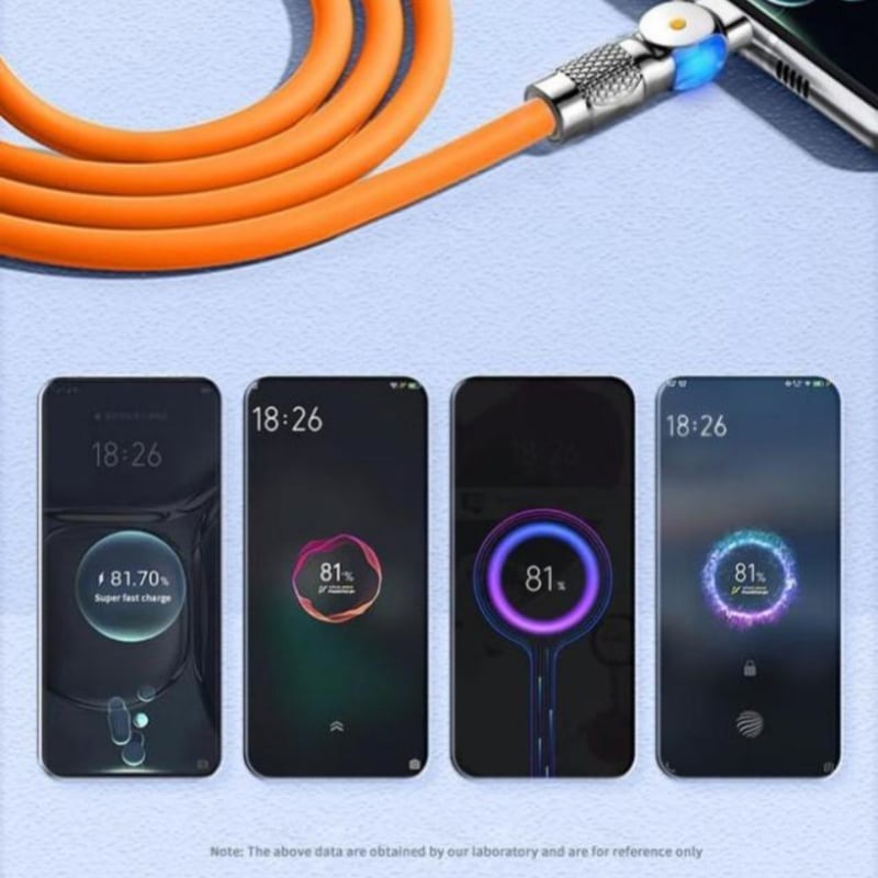 VoltFlex hurtig opladerkabel, magnetisk, LED lys. 540° rotation for gaming udstyr.