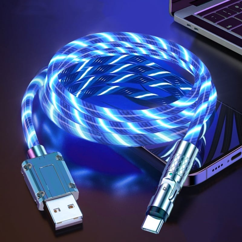 540° magnetisk opladerkabel fra VoltFlex. LED lys & hurtig tilslutning til høretelefoner.