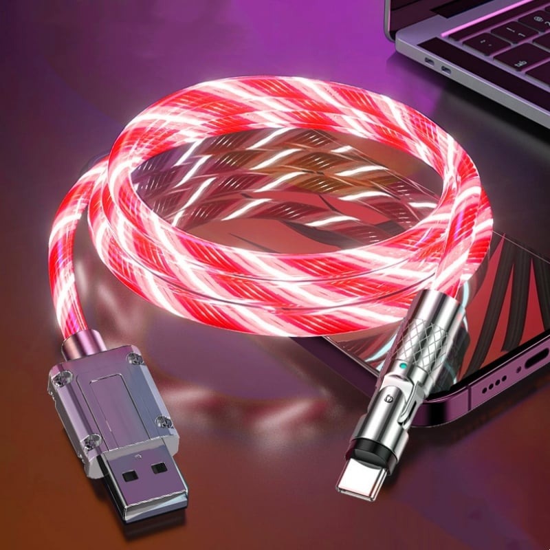 Praktisk VoltFlex magnetisk opladerkabel med LED lys & 540° rotation til hurtigladning.