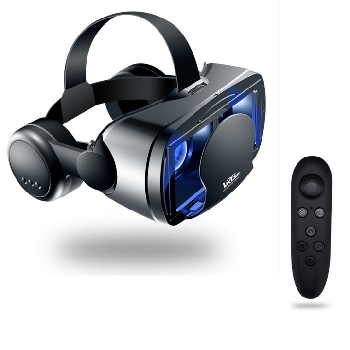 "VR-briller med bred skærm og integrerede hovedtelefoner for en fordybende 3D-lydoplevelse, perfekt til gaming."